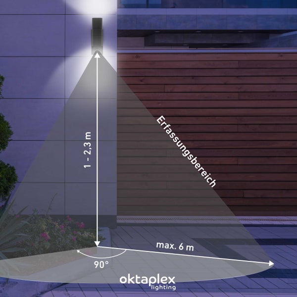 Oktaplex Chile Außenlampe mit Bewegungsmelder Edelstahl 2x GU10 Leuchtmittel Warmweiß Anthrazit