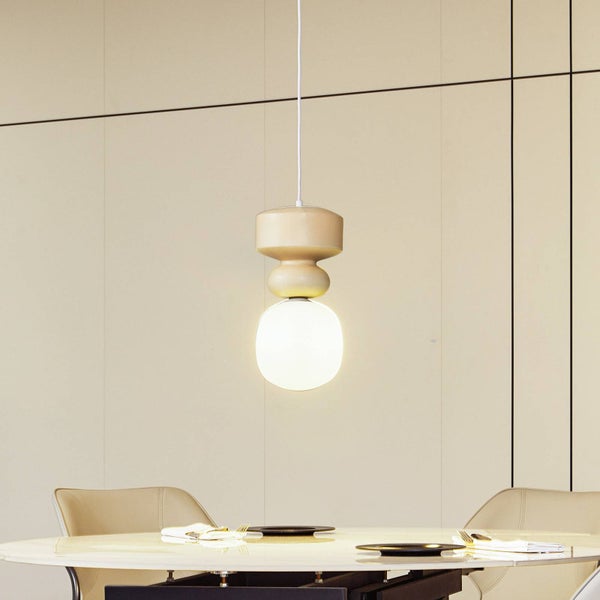 Lucande Pendelleuchte Fidelo (Skandinavisch) in Weiß aus Keramik (1 flammig, E14) - Deckenlampe Esstischlampe Hängelampe Hängeleuchte Wohnzimmerleuchte