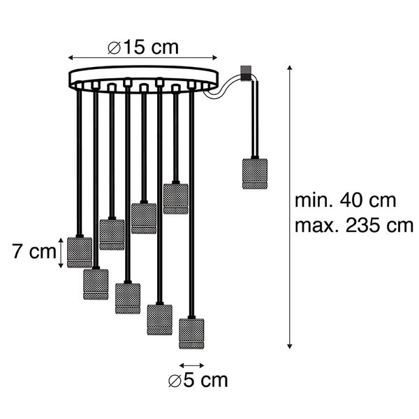 Design Hängelampe schwarz 9 flammig - Cavalux