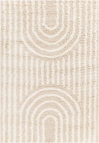 Boho Hochfloriger Shaggy Teppich Weiß/Beige 160x220 cm CHRISTINA