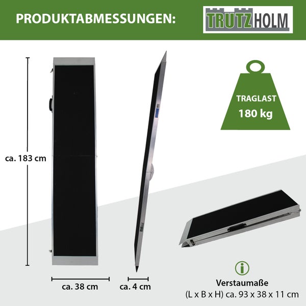TRUTZHOLM Hunderampe  klappbar 183 cm Traglast 180 kg Alu grau schwarz beschichtet Tierrampe