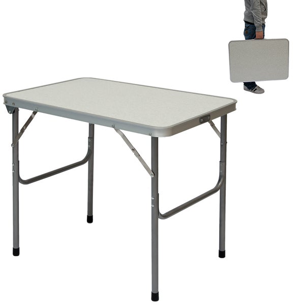 Campingtisch aus Aluminium | Klapptisch 70x50x60 cm | Stahlrahmen | Widerstandsfähiger MDF-Tischplatte | praktisches Kofferformat