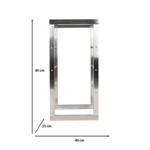 FLOORDIREKT Kaminholzregal Chios - Silber - Modernes Brennholzregal - für Innen und Außen - 40 x 80 x 25 cm