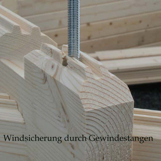 Alpholz Doppelgarage Bora-70 ISO Garage aus Holz, Unterstellplatz mit 70 mm Wandstärke inklusive Geräteraum, Fertiggarage mit Montagematerial, Naturbelassen 6x5,3m