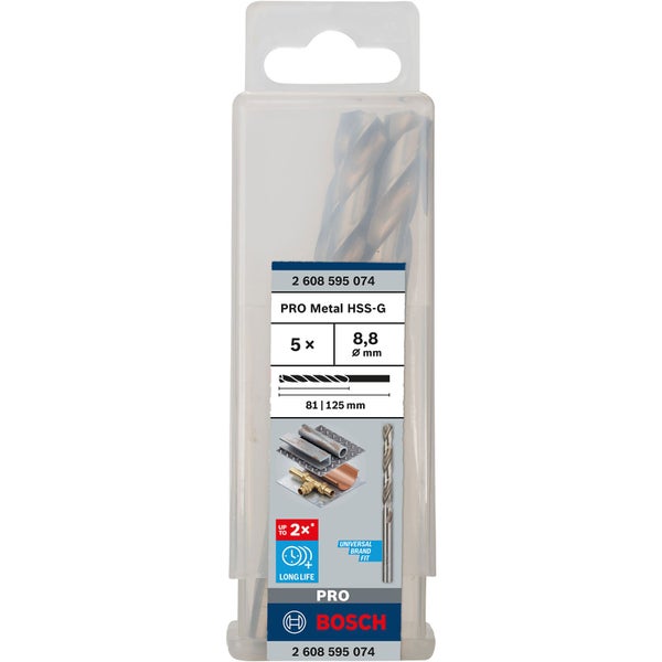 Bosch PRO Metal HSS-G Spiralbohrer 8,8 x 81 x 125 mm - 2608595074