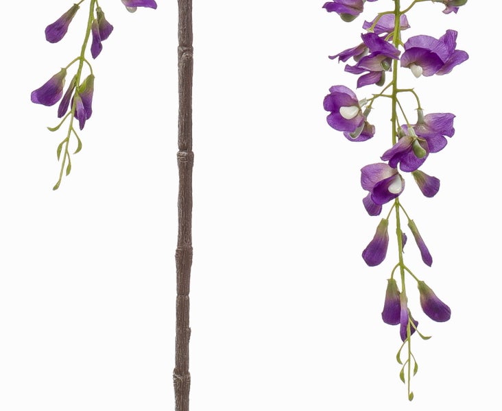 Künstlicher Gladiolenstiel mit gelben Knospen und grünem Stängel.