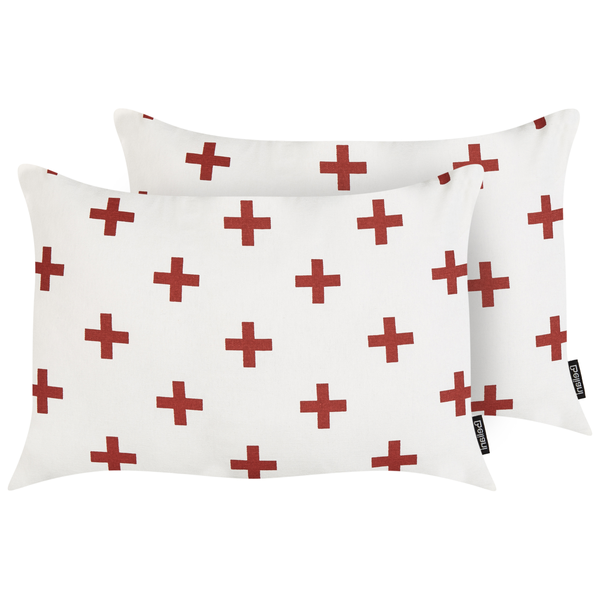 Dekokissen 2er Set VELLEIA Baumwolle 50 x 35 cm Weiß Geometrisches Muster