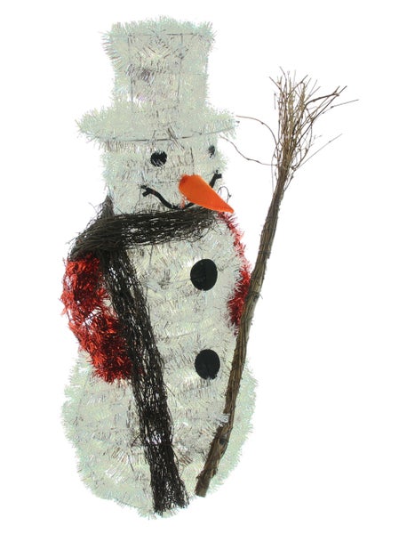 Schneemannfigur mit Besen für die Winterdekoration