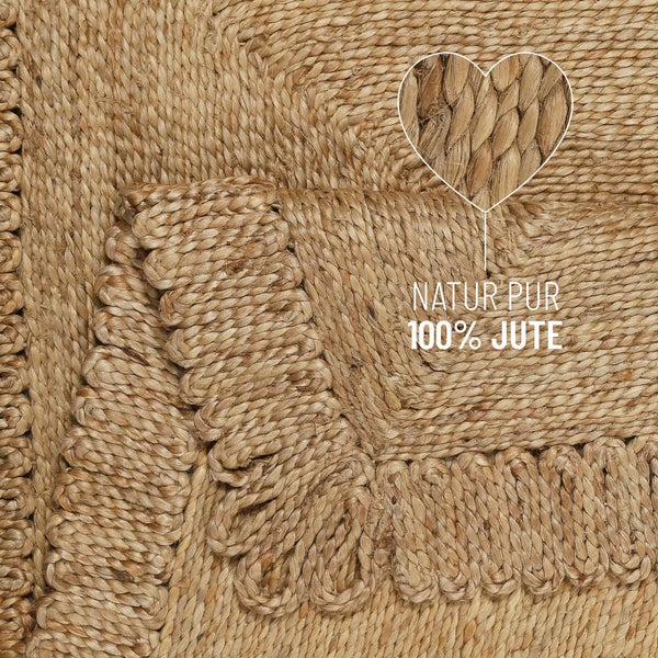 June Jute - Teppich - natürlich, handgewebt, schwer 80x150 cm
