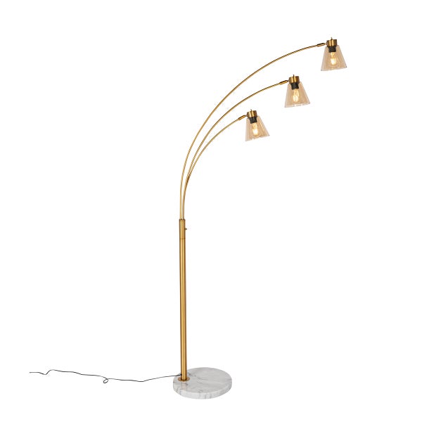 Stehlampe mit drei Armen, Lampenschirme und Marmorfuß