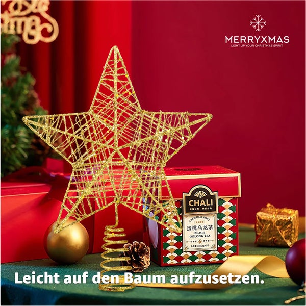 Weihnachtsbaumspitze in Sternform mit einem Sockel in Spiralform