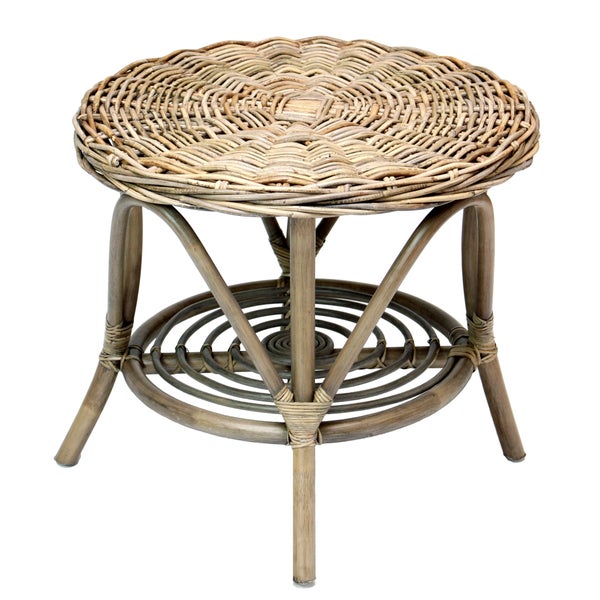 Rattan Hocker mit geflochtener Sitzfläche