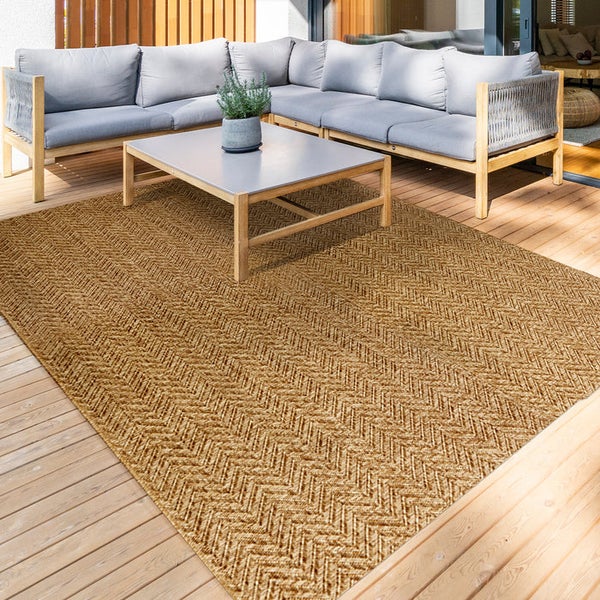 FLOORDIREKT Outdoorteppich - Wetterbeständiger Außenteppich - Cheron - Braun - 80 x 150 cm