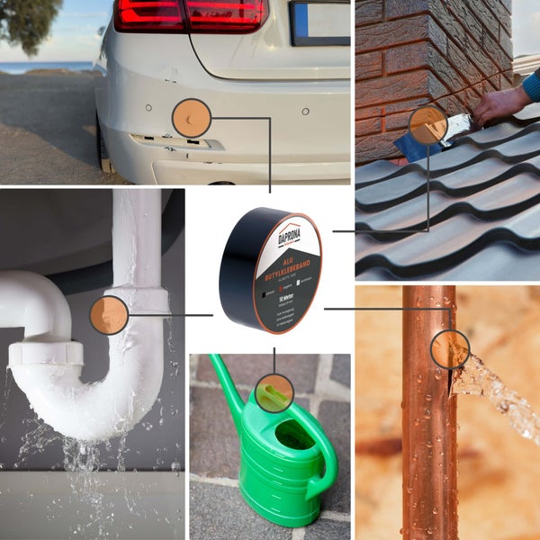 Daprona Aluminium-Butylklebeband zur Reparatur von Autoschäden, Dachabdichtungen, undichten Siphons, Gießkannen und Wasserrohren.