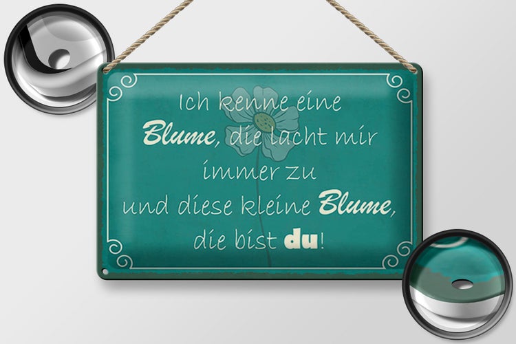 Blechschild Spruch 30x20cm ich kenne eine Blume die bist du