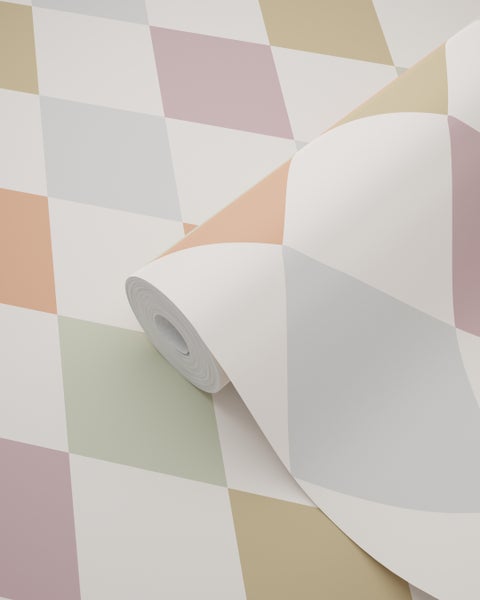 Tapetenrolle mit geometrischem Karomuster