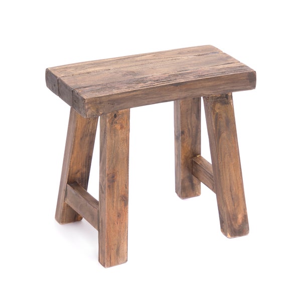 Hocker Rustic Teak Massivholz braun rustikal