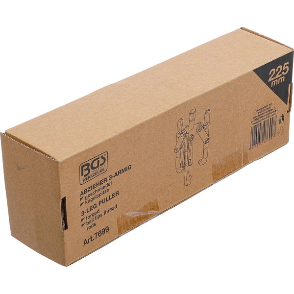 Verpackung eines BGS technic 3-armigen Abziehers mit Kugelspitze und 225 Millimeter Länge