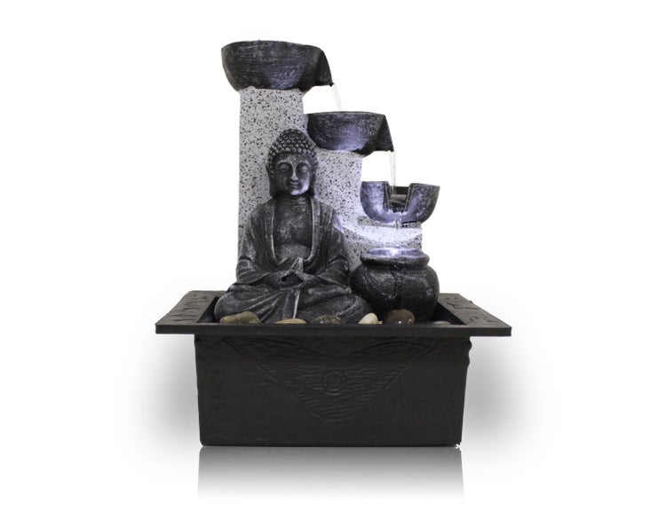 Zimmerbrunnen Tischbrunnen Dekobrunnen FoBuddha Pot mit LED 10782