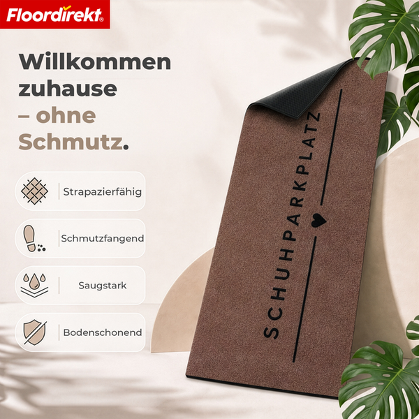 Fußmatte Schuhparkplatz mit rutschfester Unterseite, strapazierfähig, schmutzfangend und saugstark für den Innenbereich.