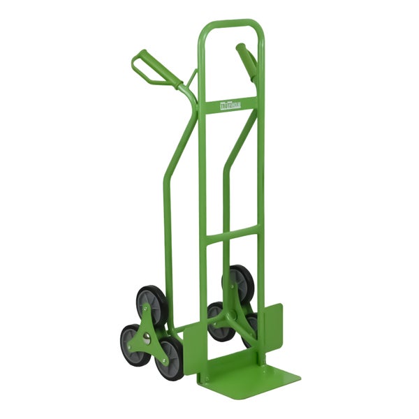 Treppenkarre pannensicher Stahl 120 kg 118 cm hoch mit Sicherheitsgriffen Treppensackkarre in grün