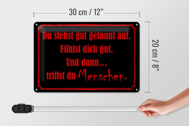 Blechschild Spruch 30x20cm und dann triffst du Menschen