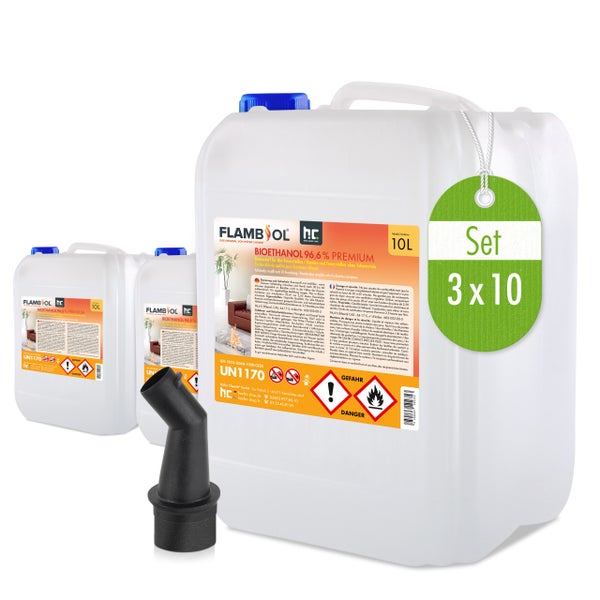 1 x 10 L FLAMBIOL® Bioethanol 96,6% Premium für Ethanolkamin in Kanistern