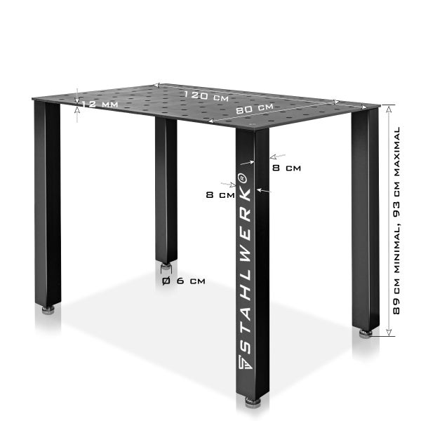 STAHLWERK Schweißtisch DIY-Bausatz hochbelastbare 12 mm Arbeitsplatte S355 Stahl