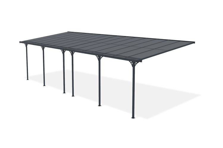 Angebaute Pergola/Carport 27m² KLEO 900L300 Aluminium Grau