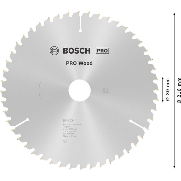 Bosch Pro Holzsägeblatt, Durchmesser 216 mm