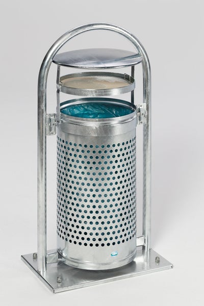 PROREGAL Abfallsammler Mit Rohrbogenständer Aschereinsatz 60 70 Liter HxBxT 116,5 x 58 x 38 cm Verzinkter Stahl Feuerverzinkt