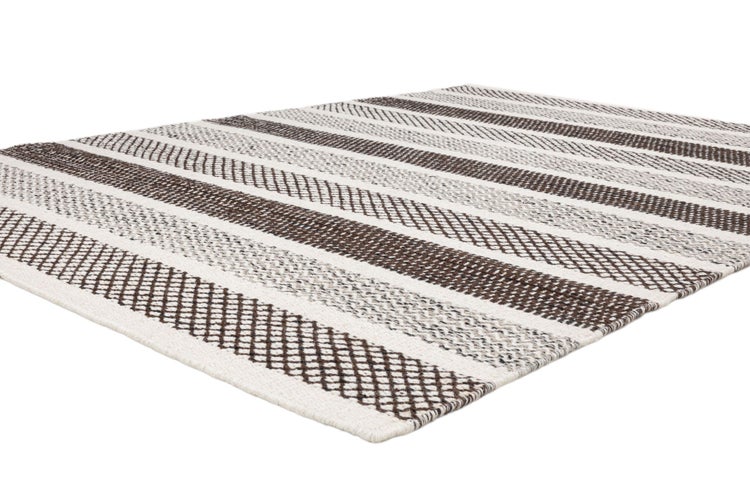 Wendbarer Wollteppich im skandinavischen Design 2-Seitiger Skandi Naturgrau 80x150 cm