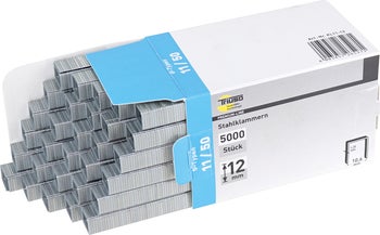 Triuso Stahlklammern Typ 11/50, 12 Millimeter Länge, 5000 Stück in einer Packung.