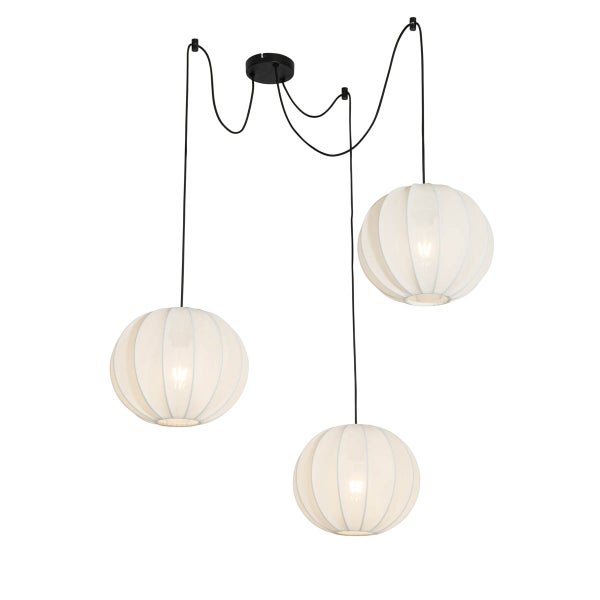 Design-Pendelleuchte weiß Seide 30 cm 3-Licht - Plu