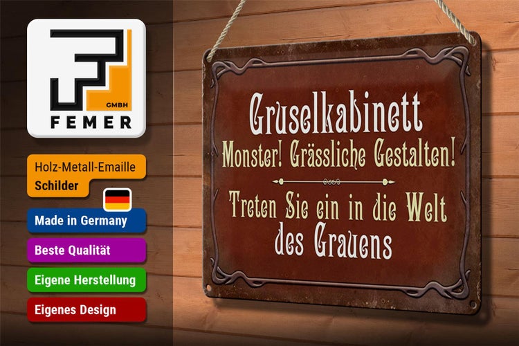 Blechschild Spruch 30x20cm Gruselkabinett treten Sie ein