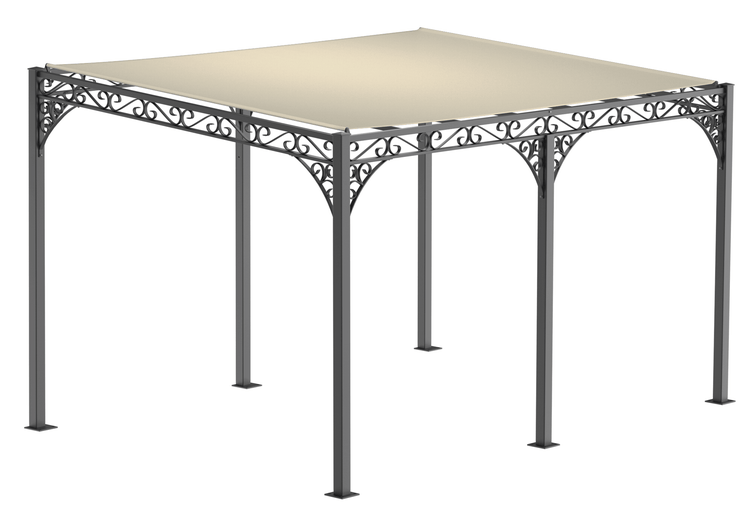 Pergola ELEO Sardegna 3 x 4 m anthrazit - pulverbeschichtet | mit Sonnensegel ecru