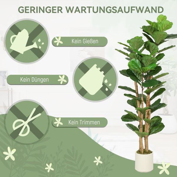 Dekorative Kunstpflanze mit biegsamen Ästen und Blättern in einem weißen Topf