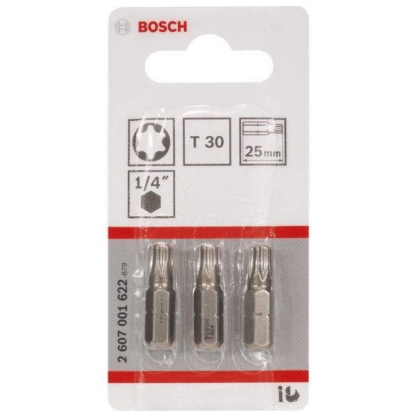 Bosch 3x Schrauberbit Extra-Hart, T30, 25 mm - 2607001622