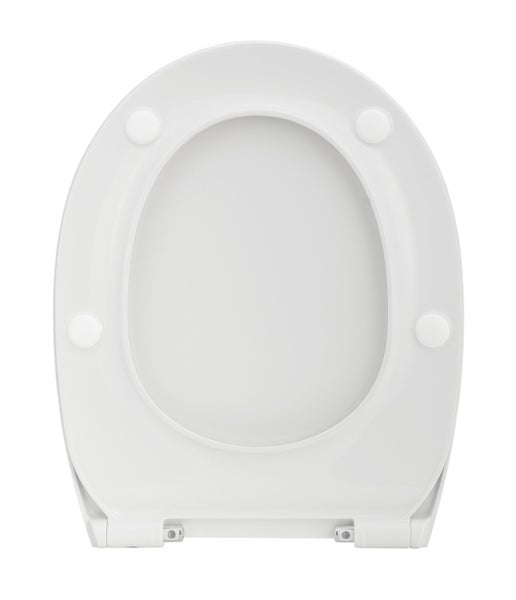 Calmwaters® Flacher WC-Sitz mit Absenkautomatik, Slim, antibakterieller Duroplast Toilettensitz, Edelstahl-Scharniere, Abnehmbar, extraflacher WC-Deckel, Standard O-Form, 26LP3163