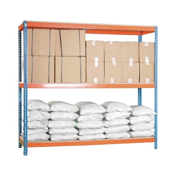 PROREGAL Schwerlastregal Big Wood Yeti Three HxBxT 200 x 120 x 75 cm Fachlast 400 kg Blau-Orange