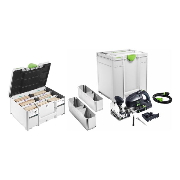 Festool DOMINO XL DF 700 EQ-Plus Dübelfräse 720 W ( 576426 ) + 128 tlg. Dübel Sortiment ( 576792 )
