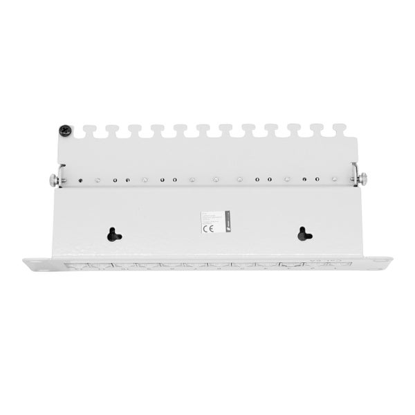 Patchpanel für Desktop- oder Wandmontage mit 12 Ports und integrierter Kabelführung.