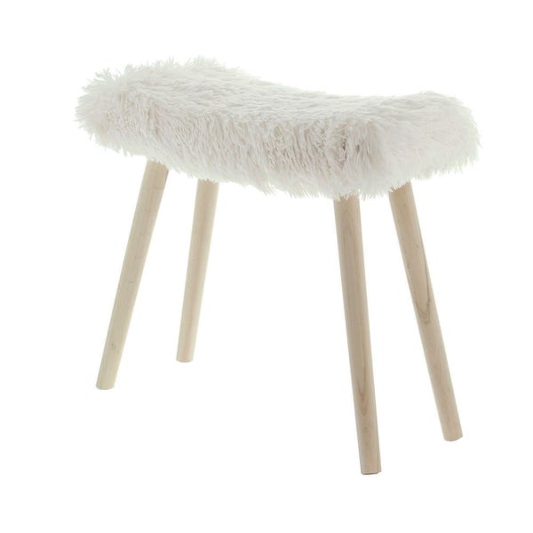 FRANK FLECHTWAREN | Hocker Kuschelfell, HOLZ, ca. 50 x 24 x 40 cm