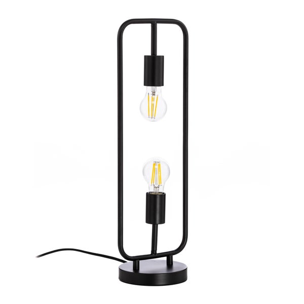 Lucande Tischlampe Tornike (Design, Modern) in Schwarz aus Metall (2 flammig E27) - Designer Tischleuchte Schreibtischlampe Nachttischlampe Wohnzimmerleuchte