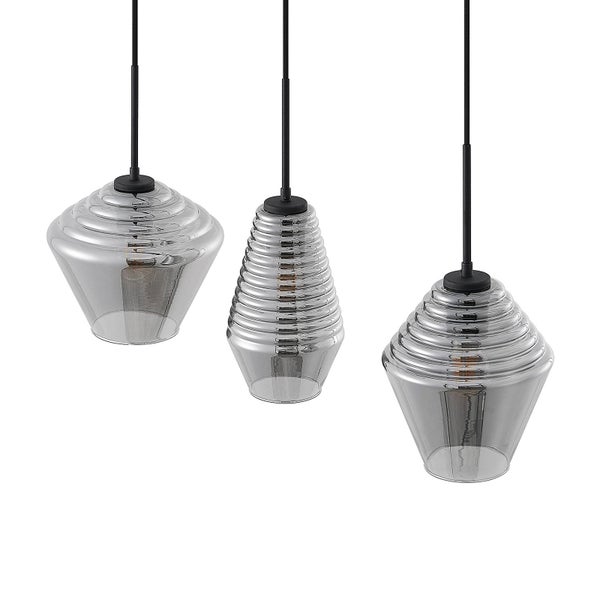 Lindby Pendelleuchte Ekkis (Retro, Vintage Antik) in Alu aus Glas (3 flammig E27) - Hängelampe Esstischlampe Hängeleuchte Wohnzimmerleuchte