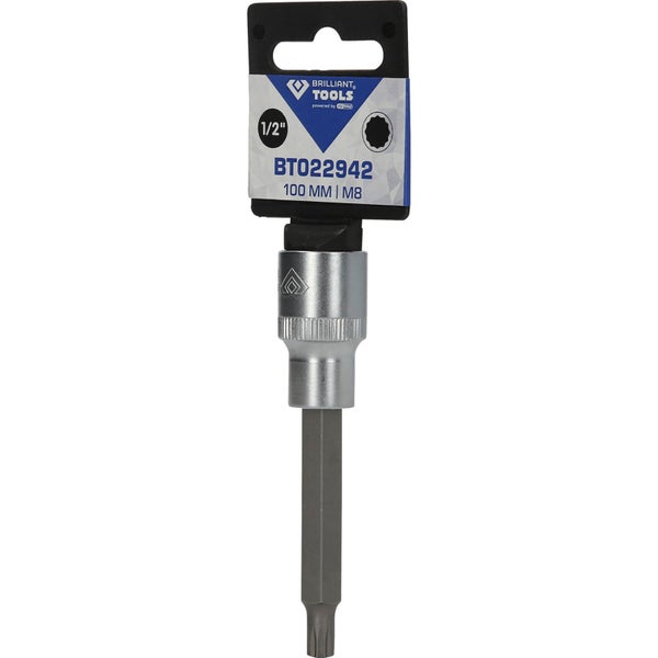 BRILLIANT TOOLS 1/2 Vielzahn-Bit-Stecknuss 100 mm lang M8 - BT022942