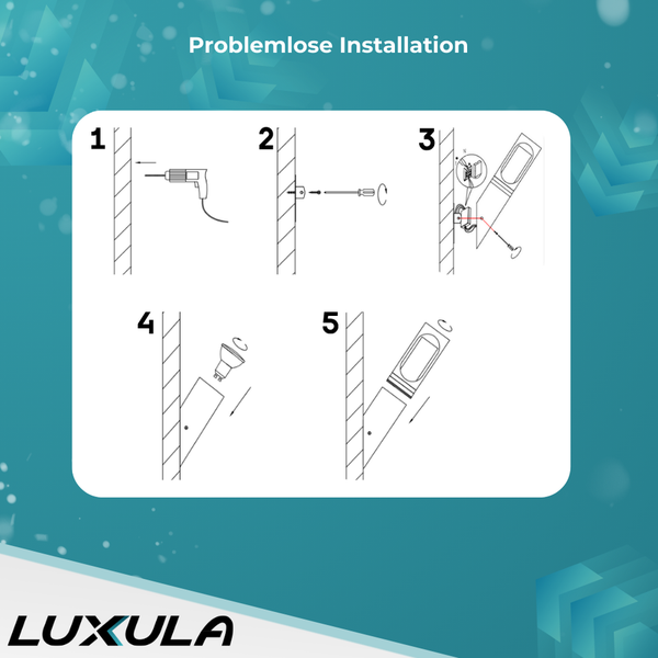 Installationsanleitung für eine Leuchte mit fünf Schritten