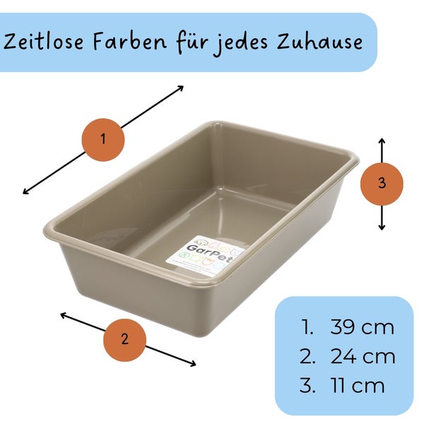 GarPet Katzenklo in 5 Größen Katzentoilette ohne Deckel Katzen Kaninchen Toilette Kitten Hasen Klo WC Schalentoilette Klo grau eckig Mid