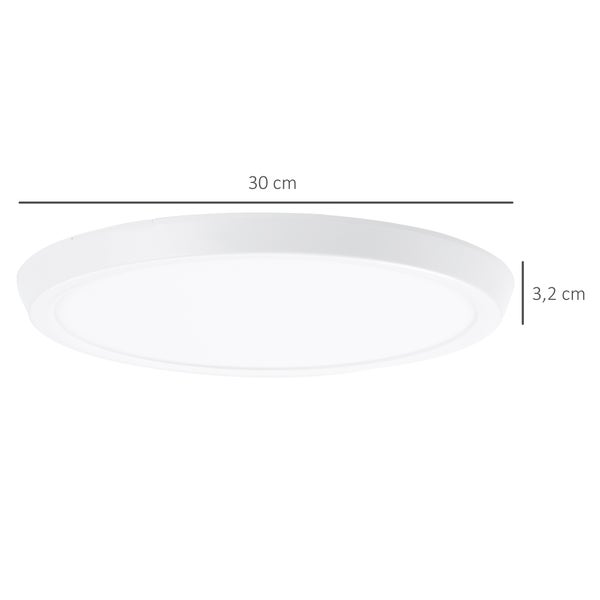 HOMCOM LED Deckenlampe Dimmbare Deckenleuchte, 35W Hintergrundbeleuchtung Runde Deckenbeleuchtung mit WiFi Kontrolle und Fernbedienung für Wohnzimmer Badezimmer Ø30 x 3,2H cm
