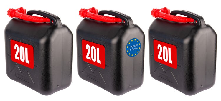 BigDean 3x Benzinkanister 20L mit flexiblem Ausgießer - Kraftstoffkanister für Benzin & Diesel - handlicher Kanister Dieselkanister UN-Zulassung Reservekanister - Made in Europa